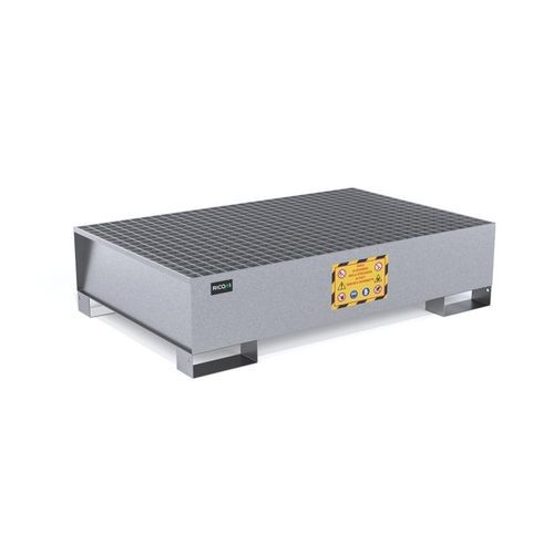 Paleta de retención de 2 bidones - VA200RZ - Ricomi srl - de acero galvanizado / con rejilla galvanizada