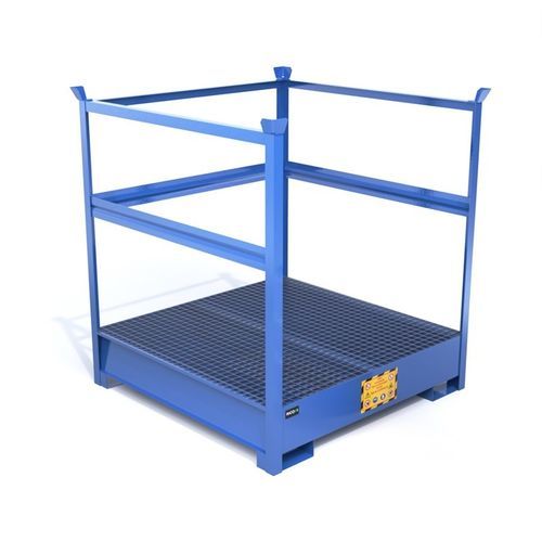 Paleta de retención para barriles - ECO404 - Ricomi srl - de 4 bidones / de acero galvanizado / con rejilla galvanizada