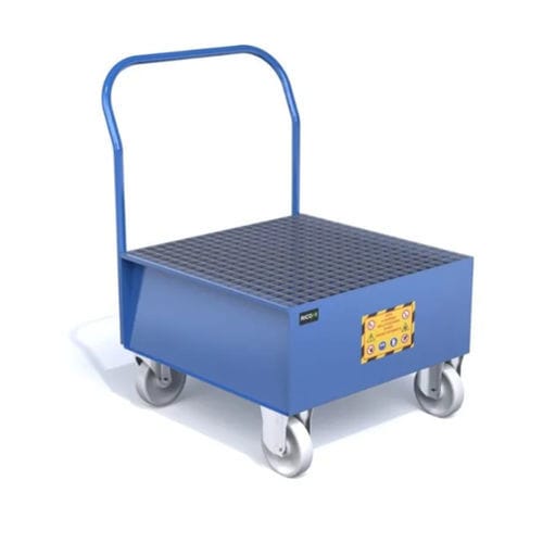 Paleta de retención para barriles - CV100R - Ricomi srl - de 1 bidón / de acero galvanizado / con rejilla galvanizada