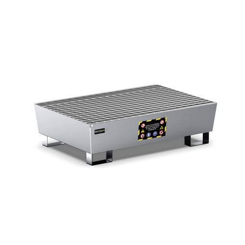 Paleta de retención de 2 bidones - Vasca Raccolta Conica - Ricomi srl - para barriles / de acero galvanizado / con rejilla galvanizada