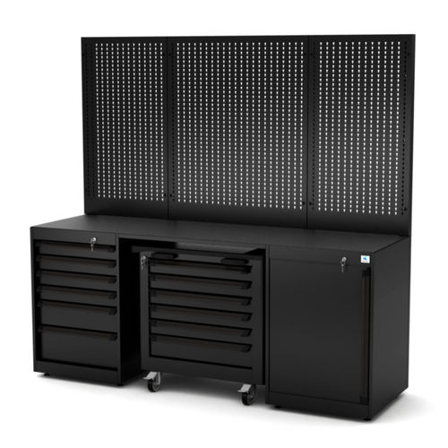 Banco de trabajo de metal - WB-C213P - RO & Co. S.p.A. Keen Space - para taller / con 6 cajones / con panel portaherramientas