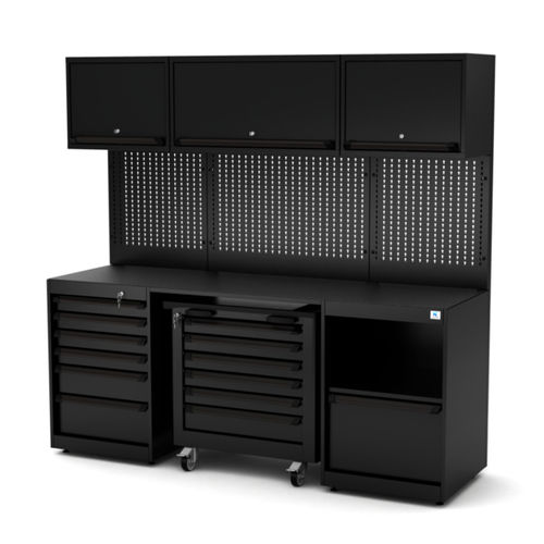 Banco de trabajo de metal - WB-C211P - RO & Co. S.p.A. Keen Space - para taller / con 6 cajones / con panel portaherramientas