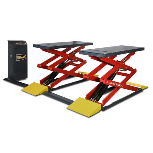 Puente elevador de doble tijera - L 3300 EVO - Cormach S.r.l. Correggio Machinery - 3 toneladas / electrohidráulico / para coche