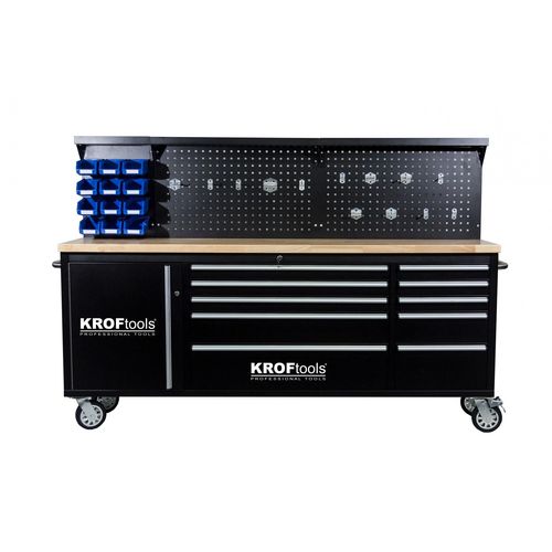 Banco de trabajo de madera - 8630 - KROFtools Professional Tools - con cajones / móvil