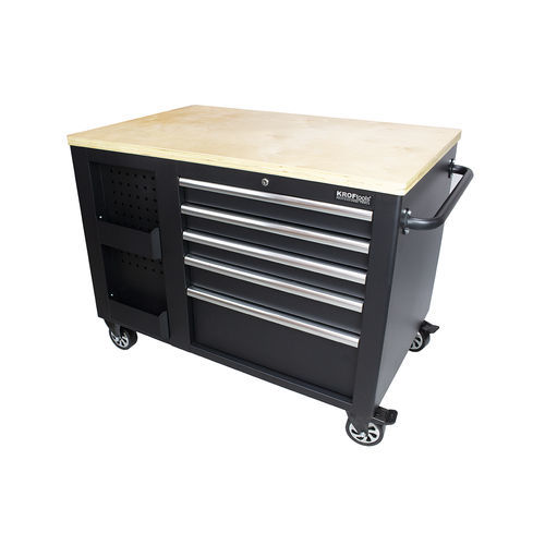 Banco de trabajo móvil - 8700 - KROFtools Professional Tools - de madera / para garaje / con 5 cajones