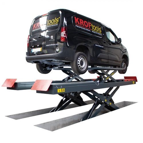 Puente elevador de doble tijera - 9824 - KROFtools Professional Tools - 3,5 toneladas / electrohidráulico / para coche