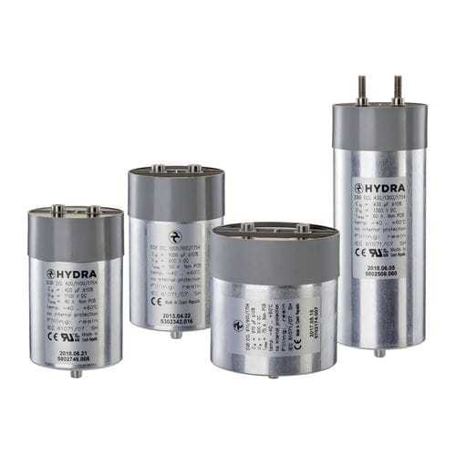 Condensador eléctrico de alisado de CC - E-DCL series - HYDRA a.s - de película de polipropileno metalizado / cilíndrico / para la industria
