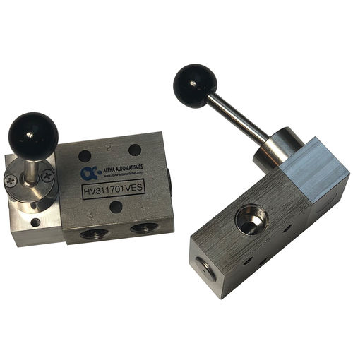 Distribuidor neumático de palanca - HV/VES series - ALPHA AUTOMATISMES Sarl - de cajón / de 3/2 vías / 5/3