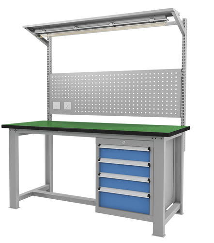 Banco de trabajo de acero - FZ-1038 - ChengDu SanJi Technology Co.,LTD - con múltiples cajones / con compartimentos / con panel portaherramientas
