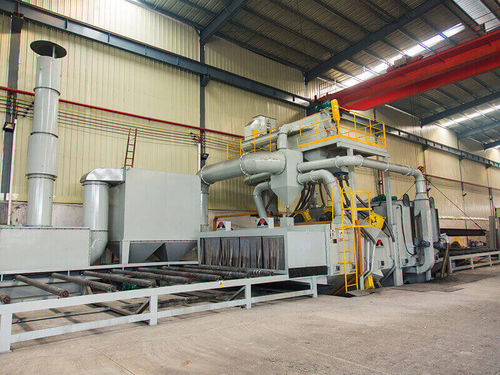Granalladora con transportador de rodillos - MTR series - MAYFLAY Machinery (Huizhou) Co., Ltd. - de turbina / para metal / de chapas