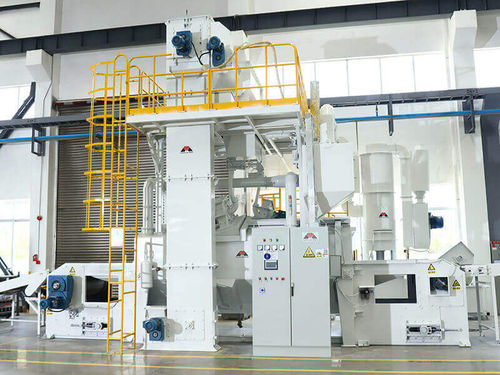 Granalladora con transportador de cinta de rejillas - MND series - MAYFLAY Machinery (Huizhou) Co., Ltd. - de turbina / para metal / de chapas