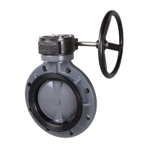 Válvula de mariposa - Ningbo Baodi Plastic Valve Co., Ltd. - con volante / para productos químicos / con brida