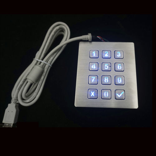 Teclado numérico con retroiluminación - MKA-34-NL-V1 - MATE TECHNOLOGY SHENZHEN LIMITED - 12 teclas / empotrable / de acero inoxidable