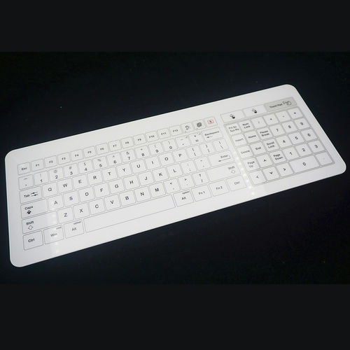 Teclado de vidrio templado - MKE-436-N - MATE TECHNOLOGY SHENZHEN LIMITED - de mesa / de tecla mecánica / con ratón integrado de 2 teclas