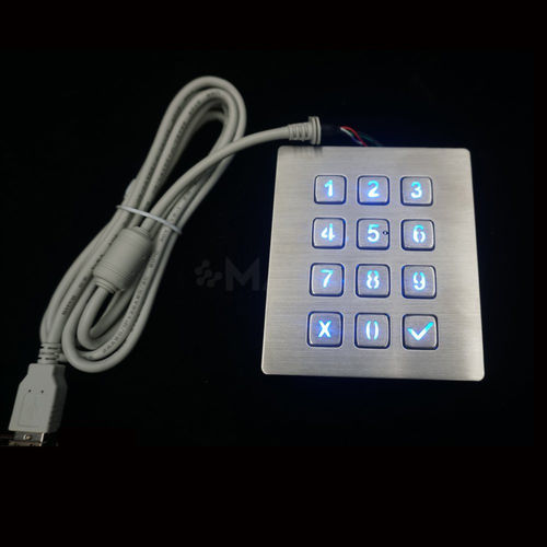 Teclado numérico con retroiluminación - MKA-34NL-V1 - MATE TECHNOLOGY SHENZHEN LIMITED - 12 teclas / empotrable / de acero inoxidable