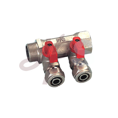 Manifold de 2 vías - HM01 - Ningbo Yinzhou Plumbing Hardware Co., Ltd. - de latón / de calor