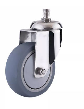 Ruedecilla giratoria - 310TS-100032P-52S - Taizhou Wanda Casters & Hardware Mfg. Co., Ltd. - con varilla roscada / de caucho / de acero inoxidable