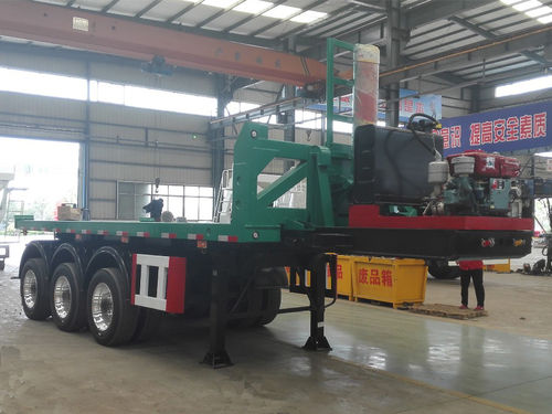Semirremolque plataforma - Shandong Liangshan Huayu Group Auto Manufactory Co., Ltd. - para arena / de piedras / de 3 ejes
