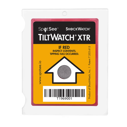 Indicador de inclinación - TiltWatch® XTR  - SpotSee - etiqueta / de instalación fácil / irreversible