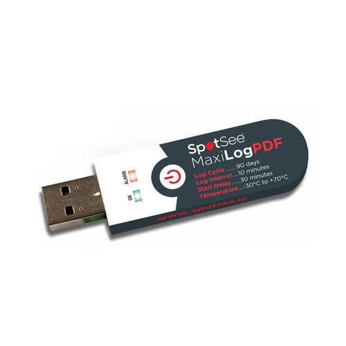 Data logger de temperatura - MaxiLog PDF - SpotSee - USB / para cadena de frío / alimentado por batería