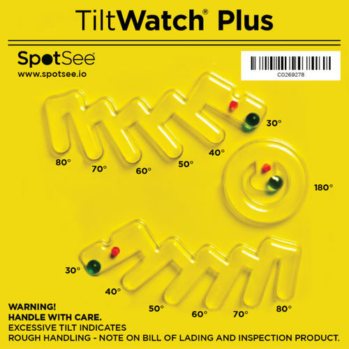 Indicador de inclinación - TiltWatch® Plus  - SpotSee - etiqueta / de instalación fácil / irreversible