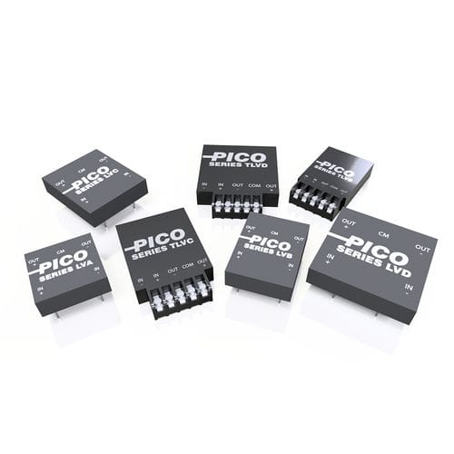 Convertidor DC/DC regulado - LV & TLV Series - Pico Electronics - variación de intensidades de entrada 2:1 / encapsulado / industrial