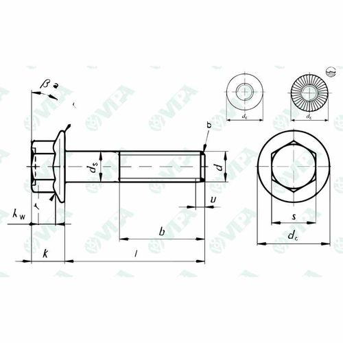 Tornillo de cabeza hexagonal de reborde - 8056689421119 - VIPA spa - con hueco hexagonal / DIN / ISO