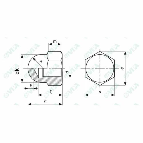 Tuerca hexagonal - 80566892  - VIPA spa - de sombrerete / de latón