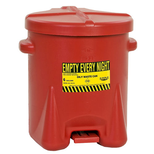 Cubo de basura de polietileno - 93FL Eagle - Justrite Safety Group - para aceite usado / con tapa redonda / de pedal