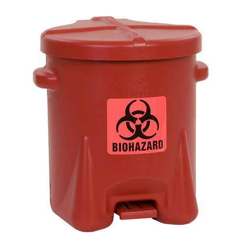 Contenedor de basura de polietileno - 94BIO Eagle - Justrite Safety Group - para residuos peligrosos / con tapa redonda / de pedal