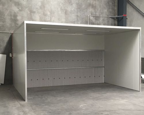 Cabina de pintura abierta - Mecatelier - para vehículos / con filtro seco / con ventilación horizontal