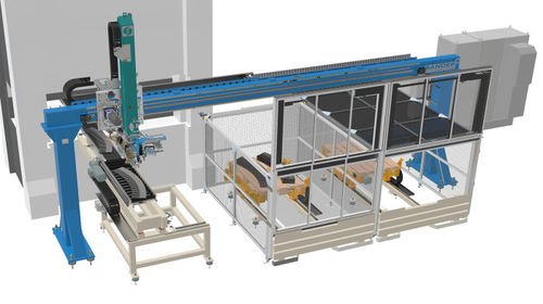 Máquina de apilado y alimentación de paquetes de perfil bajo - Sander Automation - de chimenea / automática