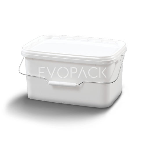 Cubo de plástico - 80015 - EVOPACK - rectangular / con tapa / con asidero
