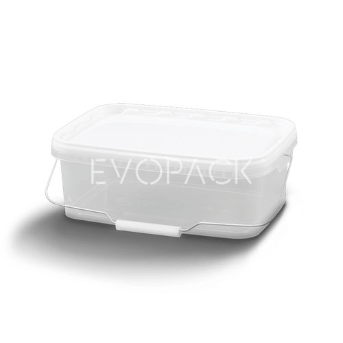 Cubo de plástico - 80014 - EVOPACK - rectangular / con tapa / con asidero