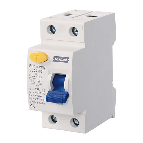 Interruptor diferencial AC - VL27-63  - ZHEJIANG VEKON TECHNOLOGY CO.,LTD - 4 polos / 2 polos