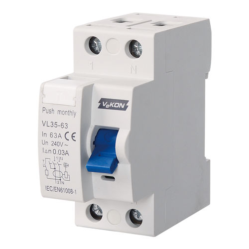 Interruptor diferencial AC - VL35-63 - ZHEJIANG VEKON TECHNOLOGY CO.,LTD - 4 polos / 2 polos