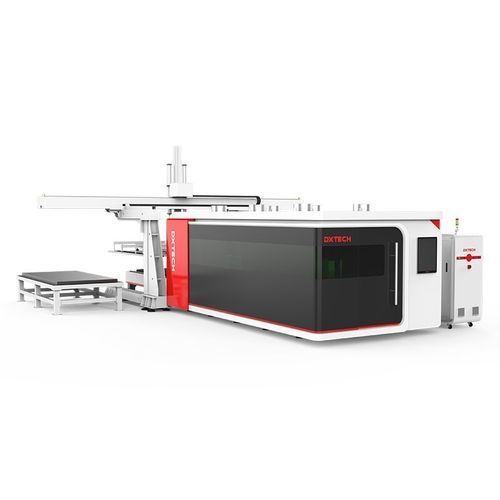 Máquina de corte con carga descarga automatizada - DXTECH CNC Machine Co., Ltd. - láser de fibra / para metal / de chapa
