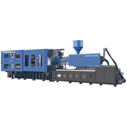Máquina de inyección horizontal - SHE638-PVC - NINGBO SANSHUN MACHINERY & TECHNOLOGY CO.,LTD - hidráulica / para PVC / con articulación de ángulo
