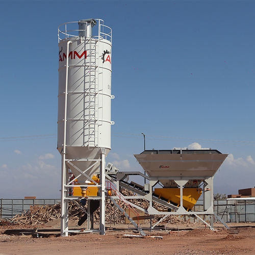 Planta de hormigón estacionaria - EASYMIX 45 - ATLANTIC Machinery Manufacturing (AMM) - compacta / de 2 ejes / con transportador de cinta