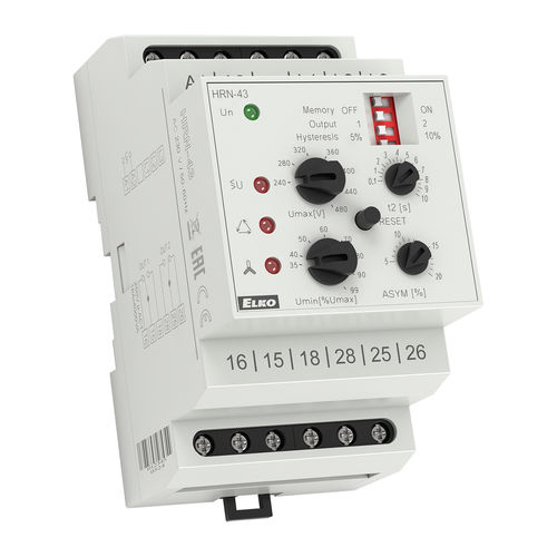 Relé de vigilancia de tensión - HRN-43 series - ELKO - de fases / de ausencia de fases / de desequilibrio de fases