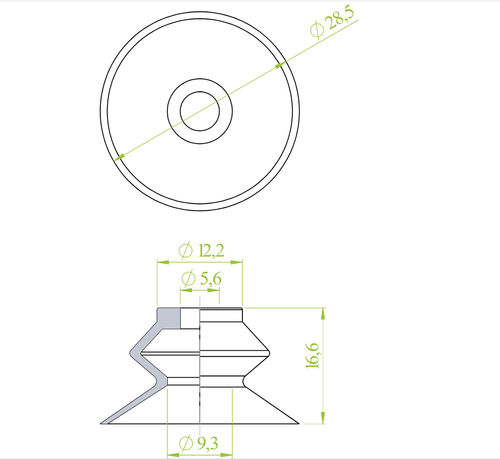 Ventosa de fuelle - 210.029.010.V - Morali GmbH - de vinilo