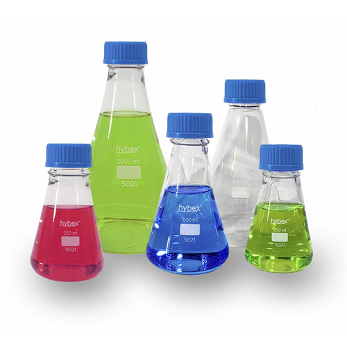 Matraz Erlenmeyer - HYBEX™ series - BENCHMARK SCIENTIFIC - de vidrio borosilicato / con tapón