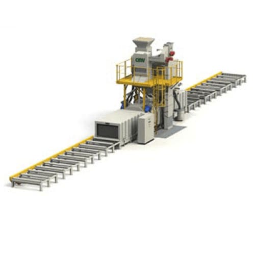 Granalladora con transportador de rodillos - CMV - de turbina / para metal / automática