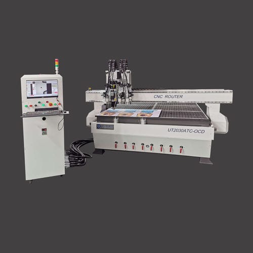 Recortadora CNC - UT2030ATC-OCD - Nanjing Unitec Technology Co.,LTD - 3 ejes / con husillos / de cuero