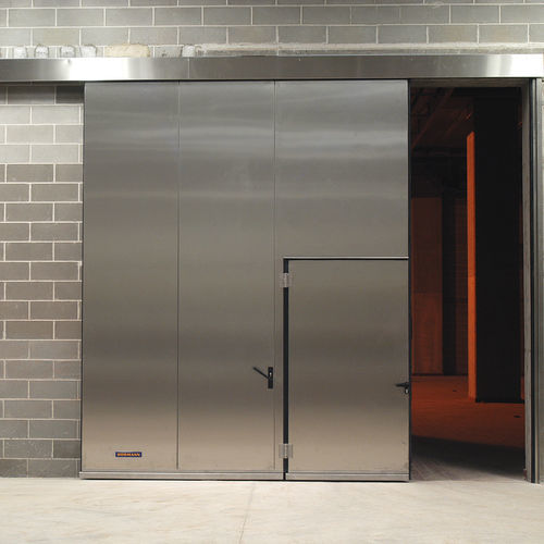 Puerta corredera - Moreschi Chiusure Industriali S.r.l. - de acero inoxidable / para interior / de seguridad