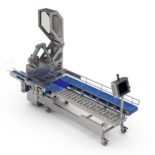 Encajadora-empacadora de bandejas horizontal - TESA UR-50 - TEMIC S.L.U. - robotizada / para productos alimentarios congelados / de bandejas