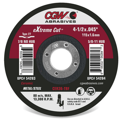 Disco de corte para acero inoxidable - 54280 - CGW Abrasives - para acero