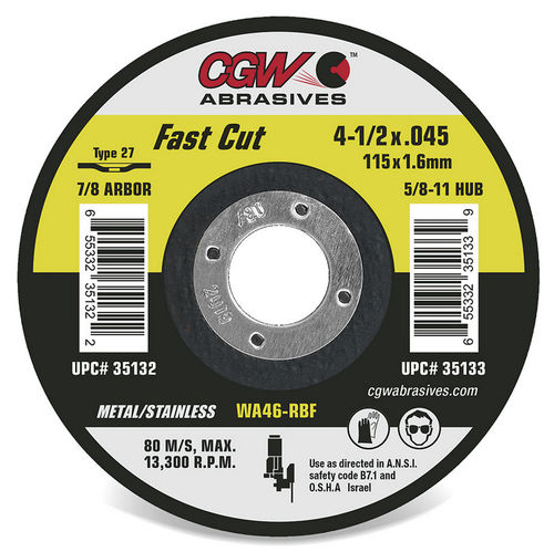 Disco tronzador para acero - 35130 - CGW Abrasives - para acero inoxidable / de óxido de aluminio