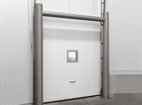 Puerta corredera vertical - ColdGuard - TMI, LLC - de caucho / de PRFV / para interior