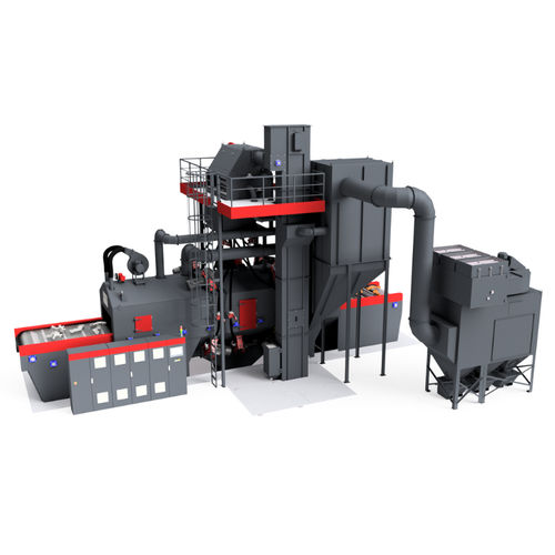 Granalladora con transportador de cinta de rejillas - KTP - Gostol TST - de turbina / para limpieza de superficies / de moldeo